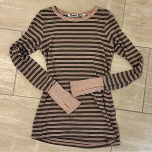 Michael Stars striped waffle henley with thumb holes tee